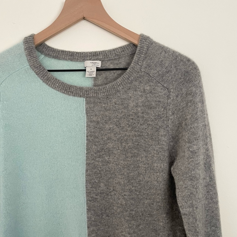 Halogen Color-block Cashmere Crew Neck Sweater - Picture 2 of 5